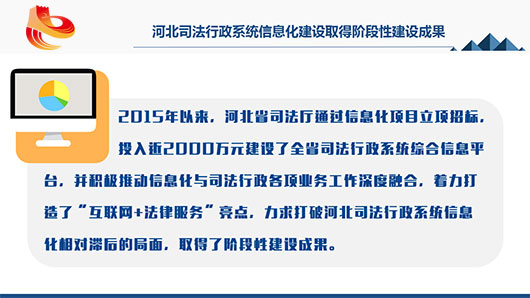 河北司法行政系統(tǒng)信息化建設取得階段性建設成果。